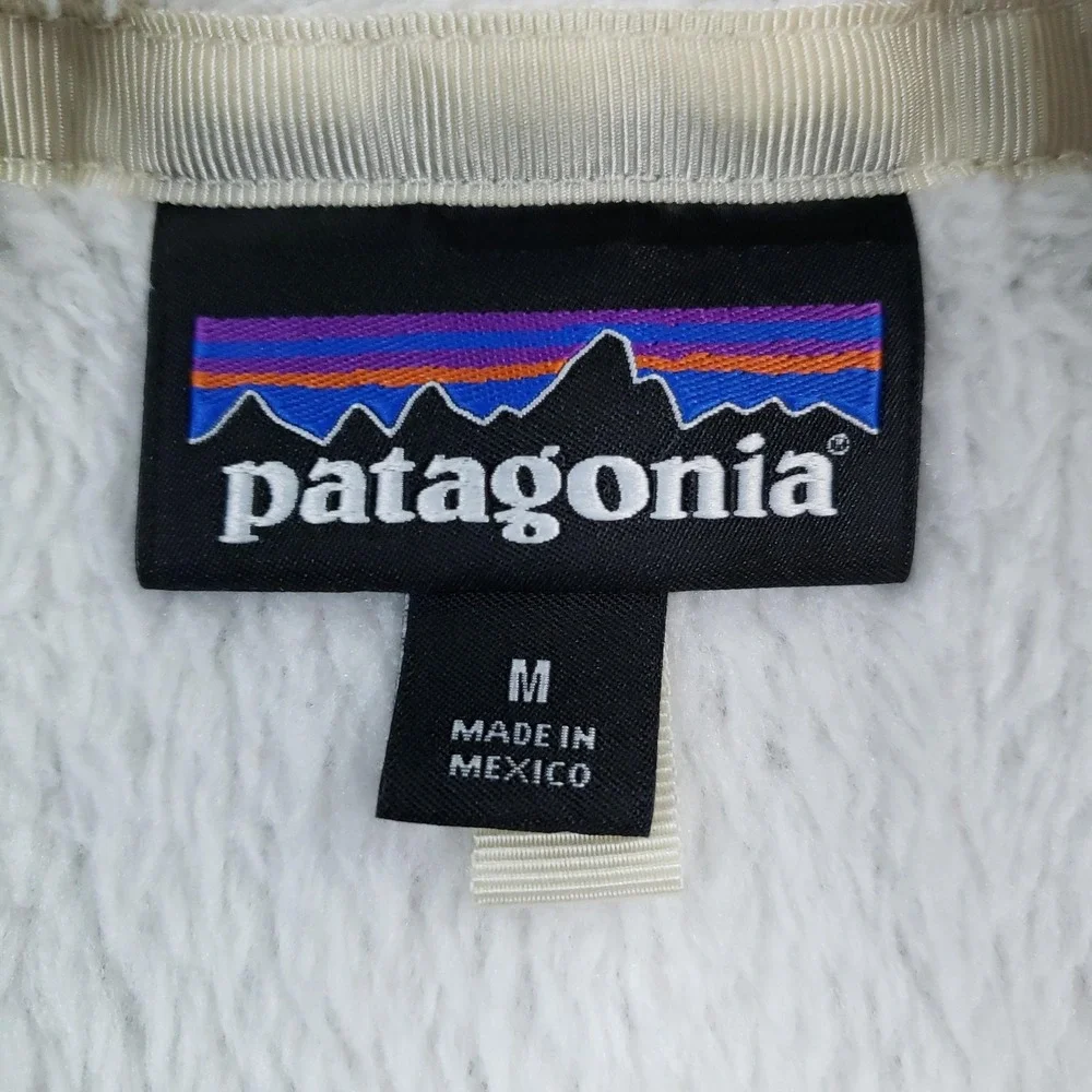 Patagonia Vest Womens Medium White Fleece Polartec Full Zip Pockets
